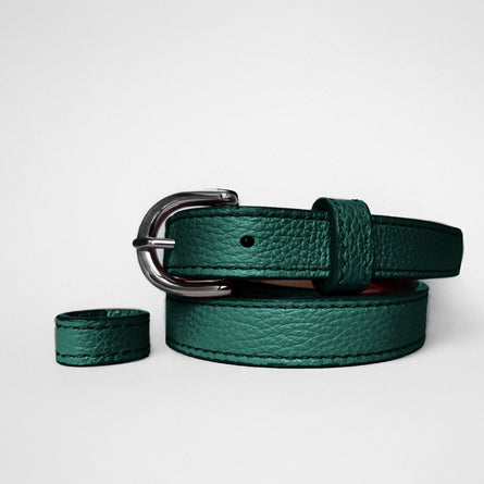 Classic WINTER Belt in Pine Green-Light Emerald - Shipping January 29, 2026